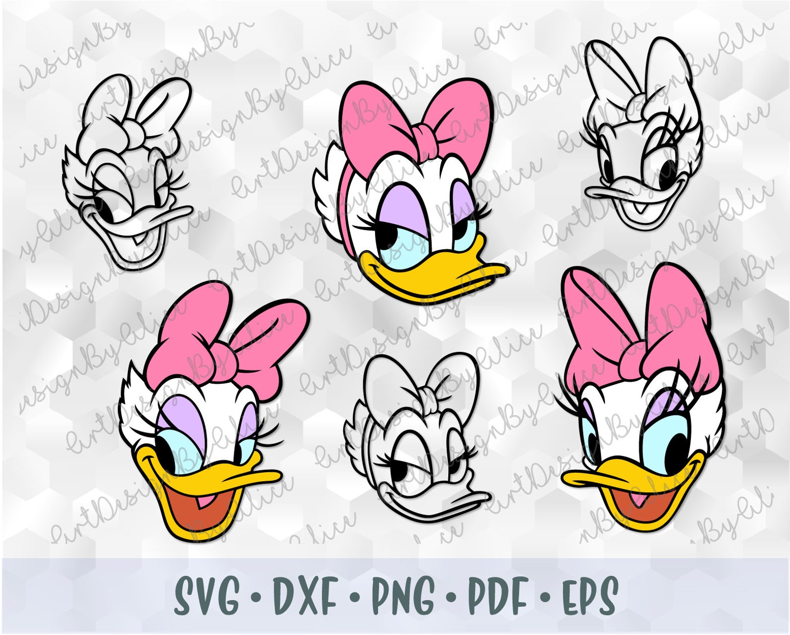 SVG PNG Daisy Duck Head Face Mickey Minnie Friends Layered Cut | Etsy