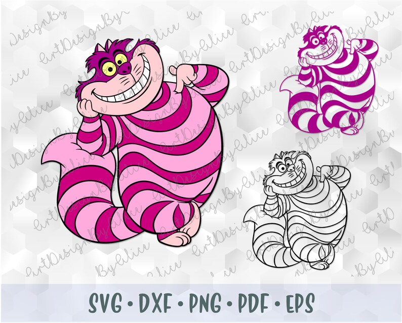 Download SVG PNG Cheshire Cat Alice in Wonderland Layered Cut file ...
