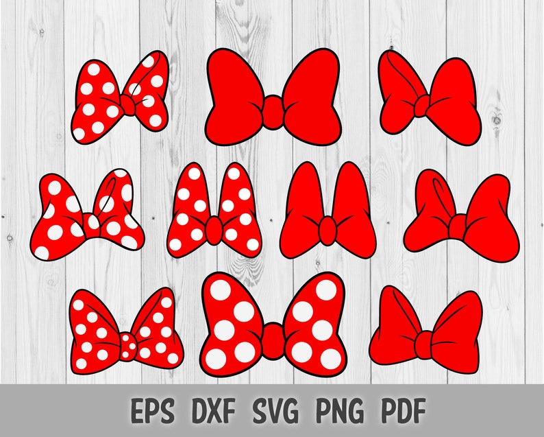 SVG PNG DXF Minnie Mouse Red Polka Dot Bow Disney Layered Cut | Etsy