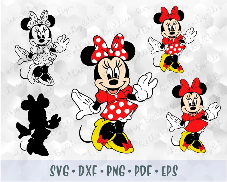 Download SVG PNG Minnie Mouse Hand Dress Ears Head Red Bow Polka ...