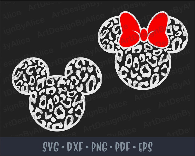 SVG PNG Mickey Minnie Mouse Animal Léopard Guépard Motif