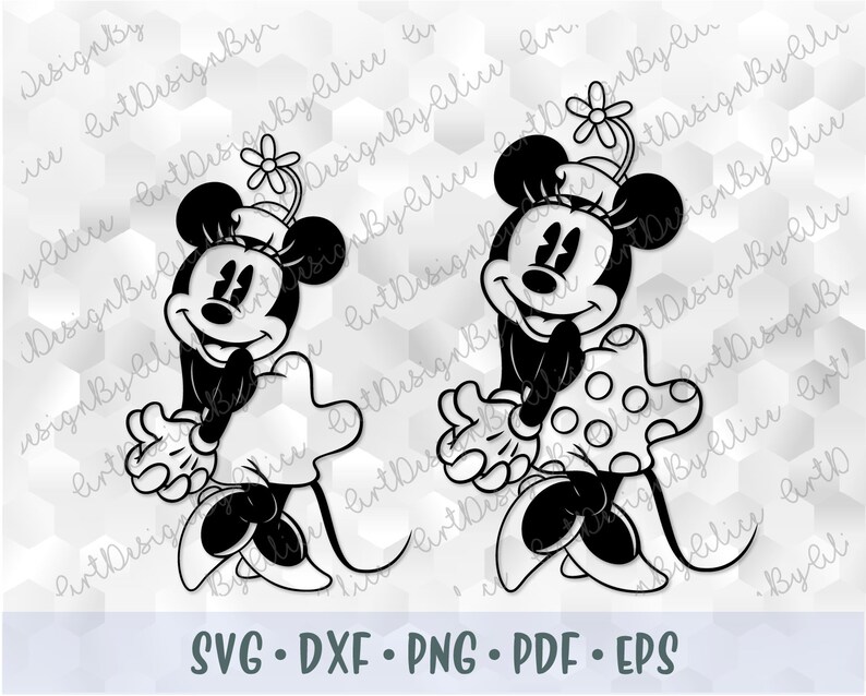 Download SVG PNG DXF Mickey Minnie Mouse Vintage Retro Old Style | Etsy