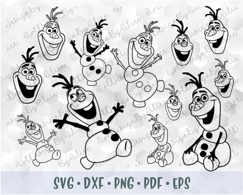 svg png olaf snowman frozen head face layered cut file outline etsy