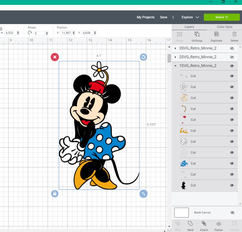 Download SVG PNG Minnie Mouse Vintage Retro Old Style Layered Cut ...