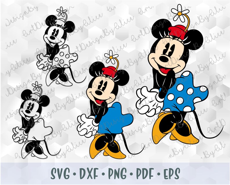 Download SVG PNG Minnie Mouse Vintage Retro Old Style Layered Cut ...
