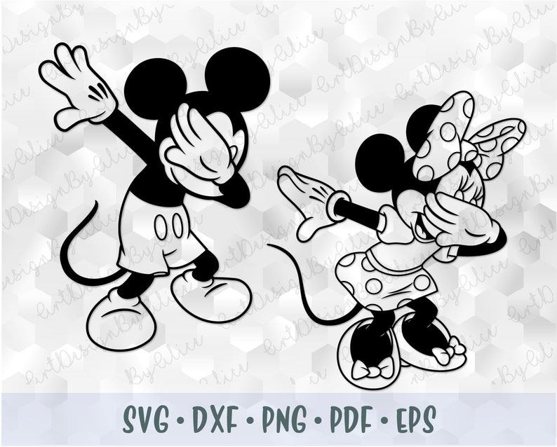 Download SVG PNG DXF Dabbing Mickey Minnie Mouse Layered Cuttable ...