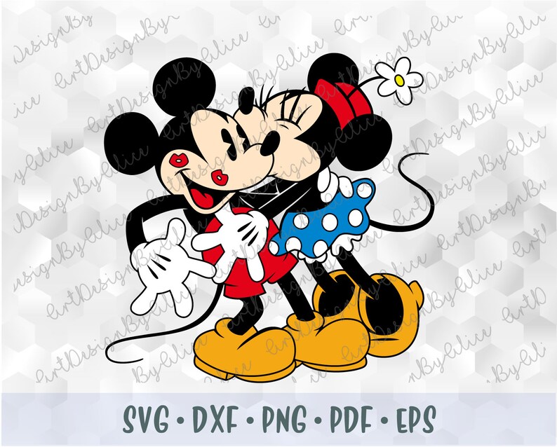 Download SVG PNG Hugging Mickey Minnie Mouse Retro Vintage Old Kiss | Etsy
