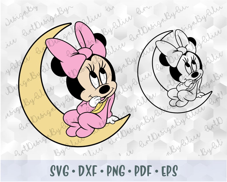 Download SVG PNG DXF Baby Minnie Mouse Head Ears Pink Bow Layered ...