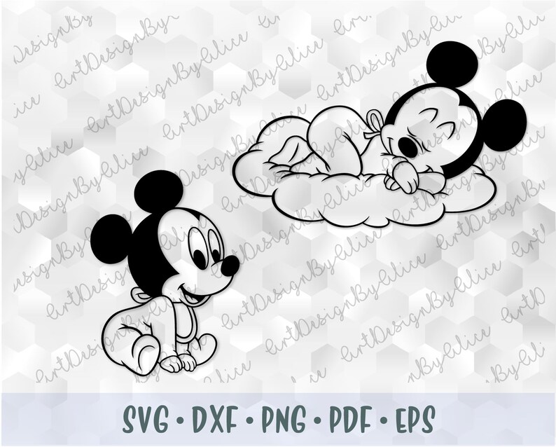 Download SVG PNG Mickey Mouse Baby Babies Outline Stroke Cut files ...