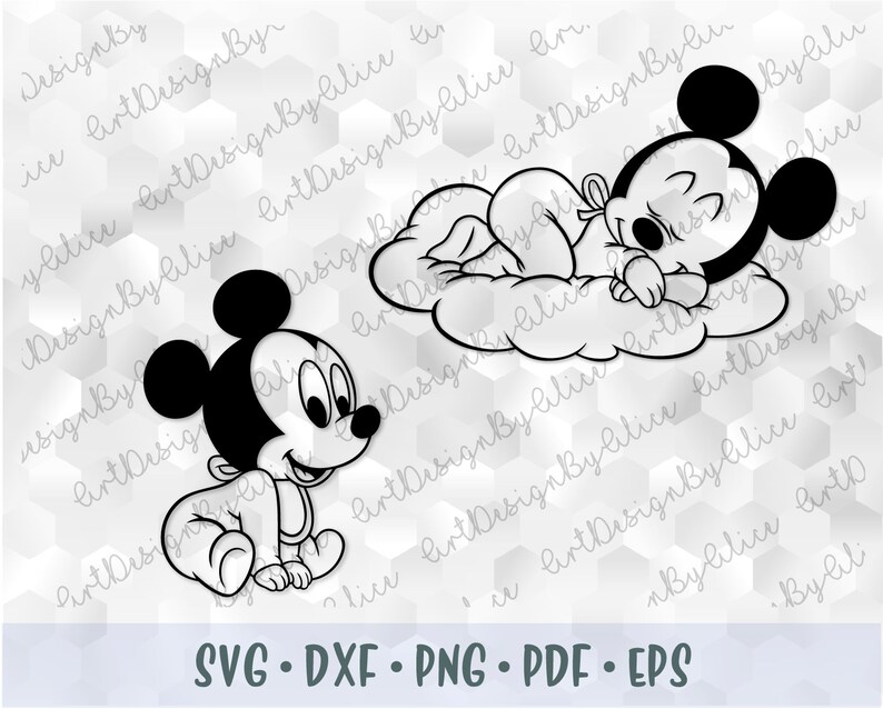 SVG PNG Mickey Mouse Baby Babies Outline Stroke Cut files ...