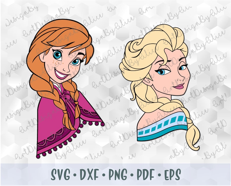 Download SVG PNG Sisters Anna Elsa Frozen Disney Princess Layered ...
