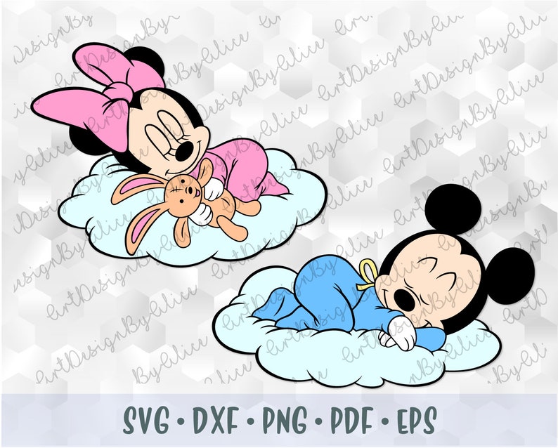 Download SVG PNG Baby Mickey Minnie Mouse Sleeping Layered Cut ...