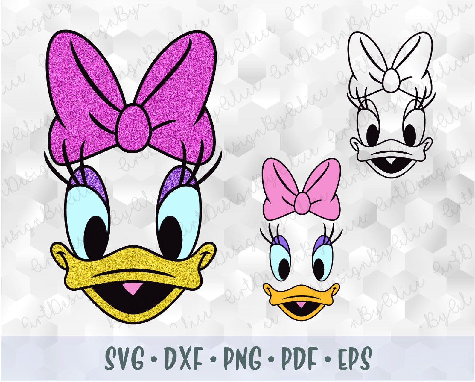 SVG Daisy Duck Head Face Eyers Beak Bow Mickey Minnie Friends | Etsy