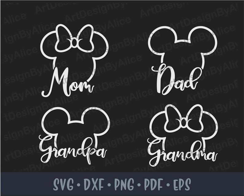 Download SVG PNG Mickey Minnie Mouse Head Ear Bow Mom Dad Grandma | Etsy