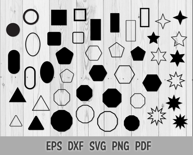 Basic geometric shapes SVG PNG DXF Cut files Circle Square | Etsy