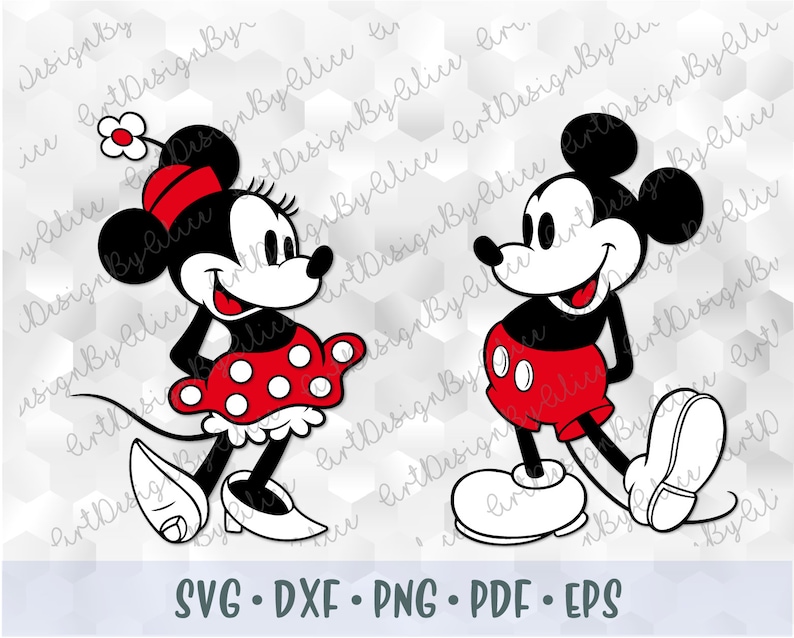 Download SVG PNG DXF Mickey Minnie Mouse Vintage Retro Old Style | Etsy