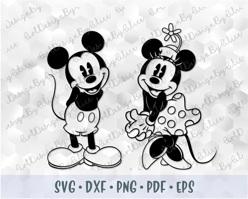 Download SVG PNG DXF Mickey Minnie Mouse Vintage Retro Old Style | Etsy