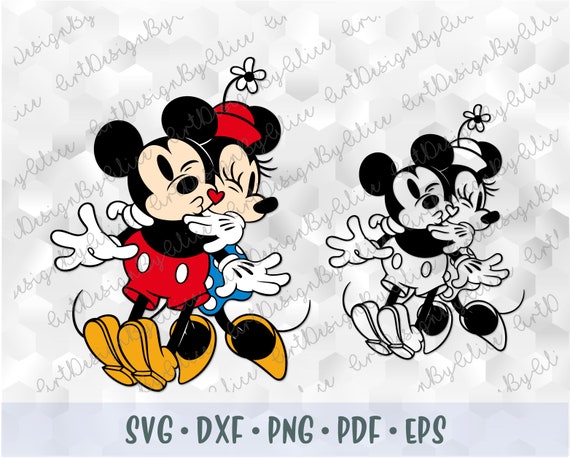 Download Svg Png Kissing Love Hugs Retro Mickey Minnie Mouse Kiss Etsy PSD Mockup Templates