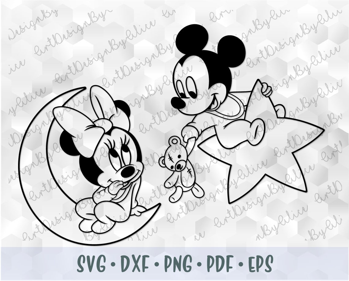 Download SVG PNG Baby Mickey Minnie Mouse Head Ear Outline Cut file ...