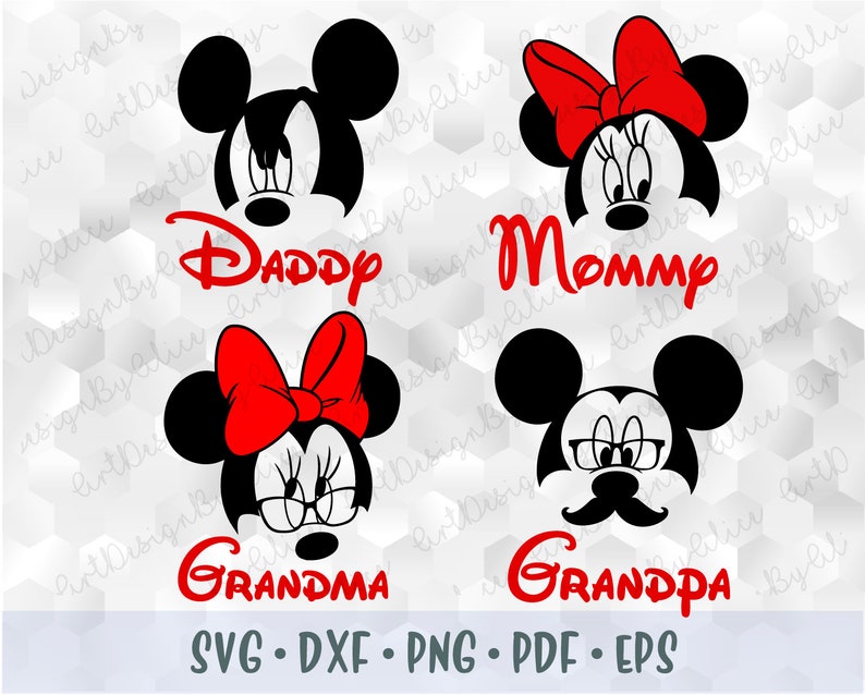 Download SVG PNG Mickey Minnie Mouse Daddy Mommy Grandma Grandpa ...