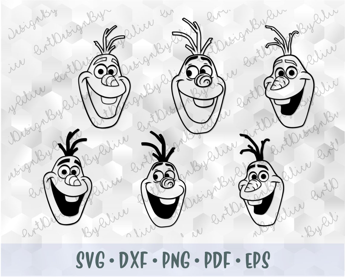 svg png olaf snowman frozen head face layered cut file outline etsy