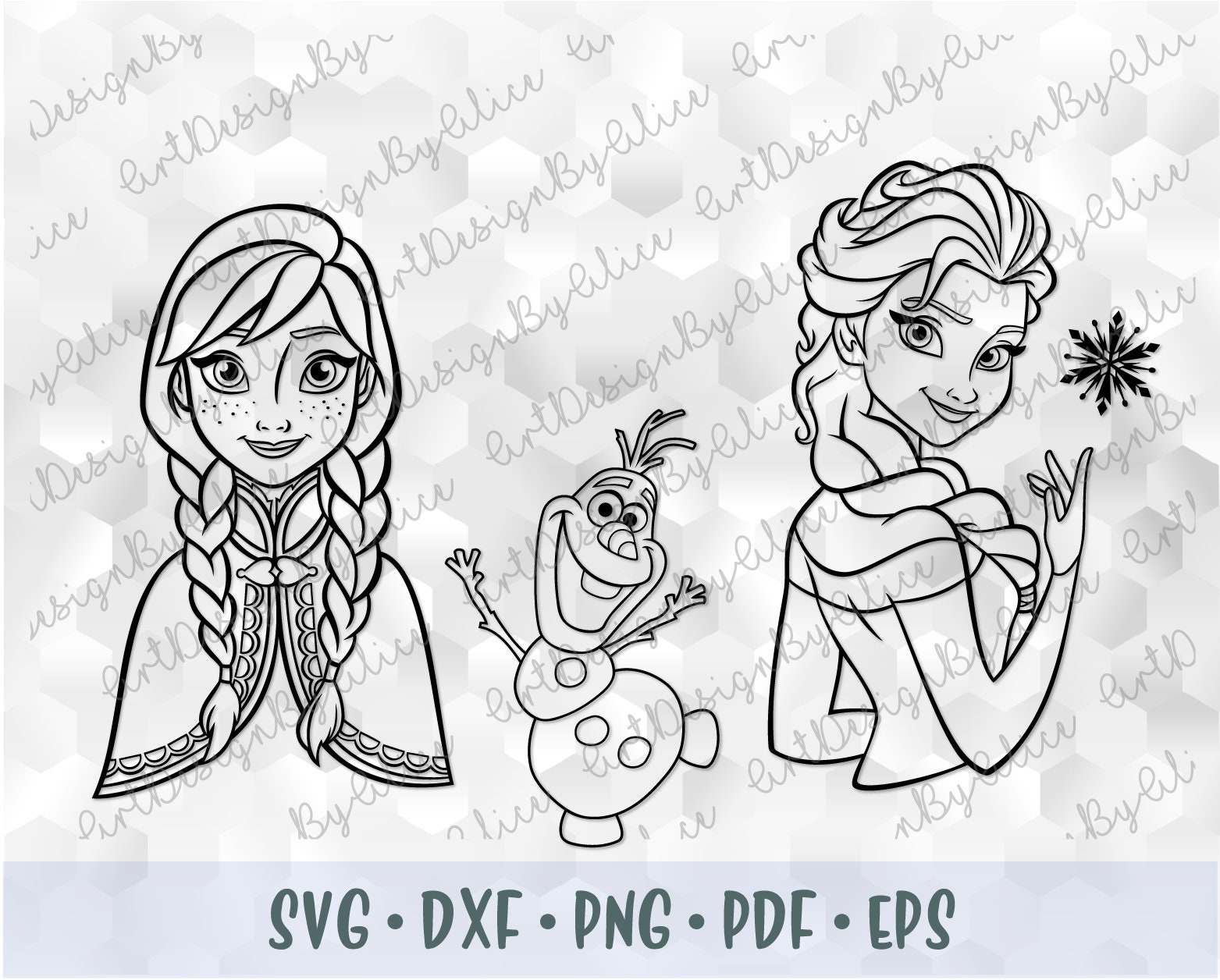 SVG PNG Sisters Anna Elsa Olaf Frozen Disney Princess Outline | Etsy