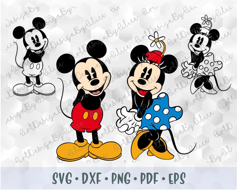 Download SVG PNG DXF Mickey Minnie Mouse Vintage Retro Old Style | Etsy
