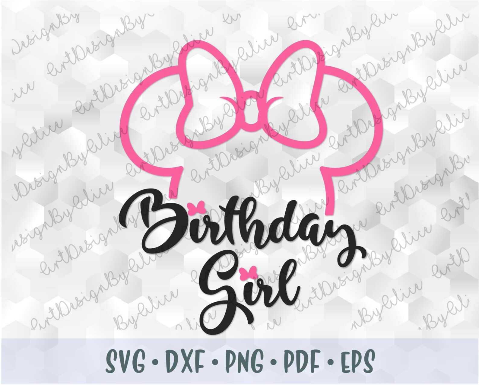 Minnie Mouse Outline SVG PNG Birthday Girl Head Ears Bow Pink Etsy