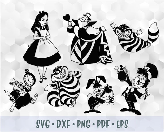 SVG PNG Mad Hatter Alice Wonderland White Rabbit Red Queen | Etsy