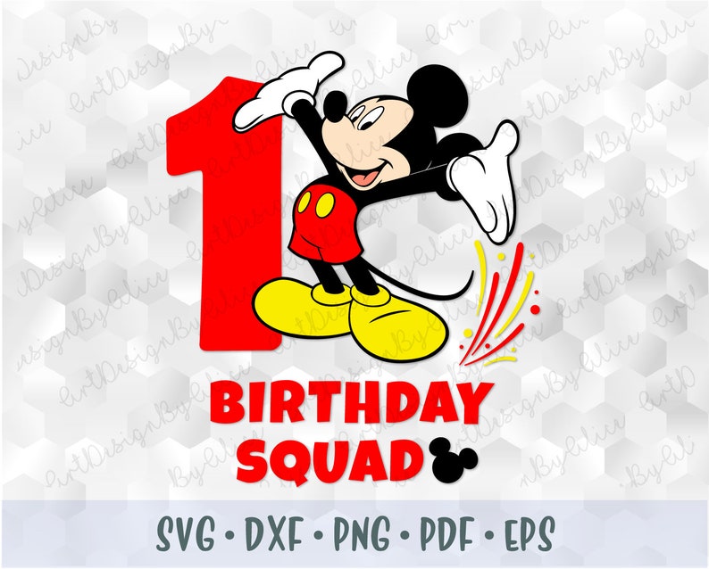 Download SVG PNG Mickey Mouse First Birhday Boy Squad One year Head ...