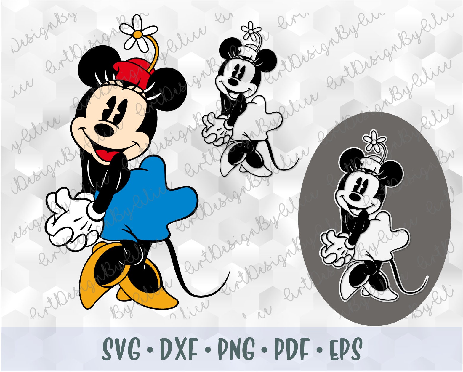 Download SVG PNG Minnie Mouse Vintage Retro Old Style Layered Cut ...