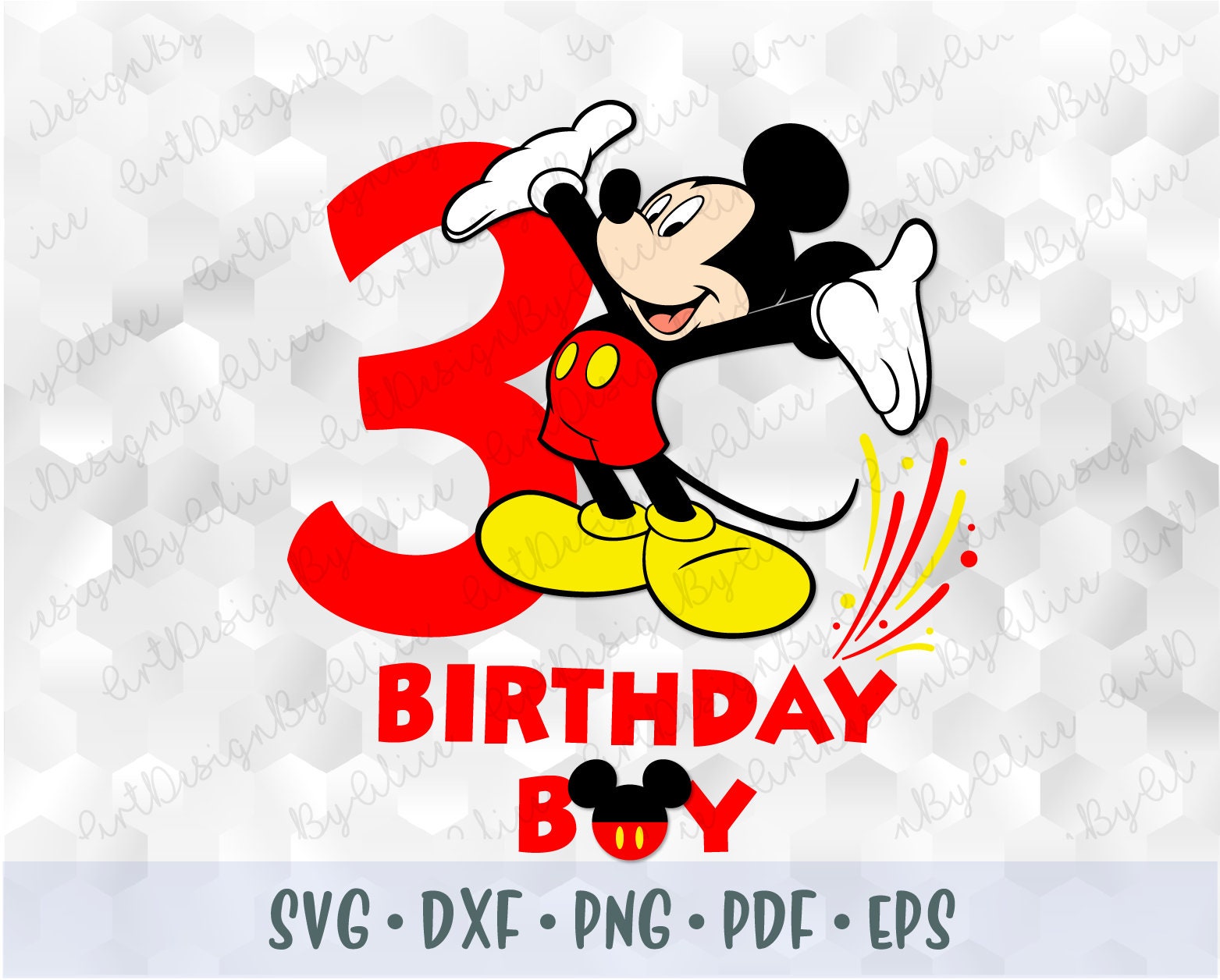 SVG PNG Mickey Mouse Birhday Boy Third 3 Years Old Head Ears | Etsy