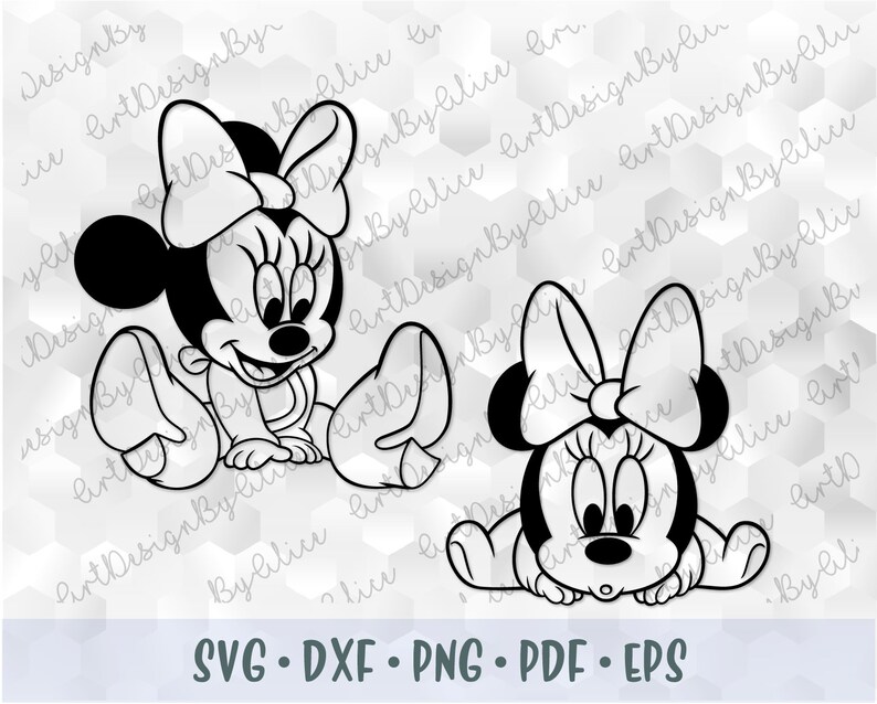 Download SVG PNG DXF Minnie Mouse Baby Babies Bow Cut file Cricut ...