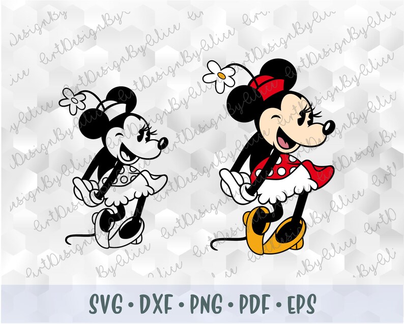 Download SVG PNG DXF Mickey Minnie Mouse Vintage Retro Old Style | Etsy