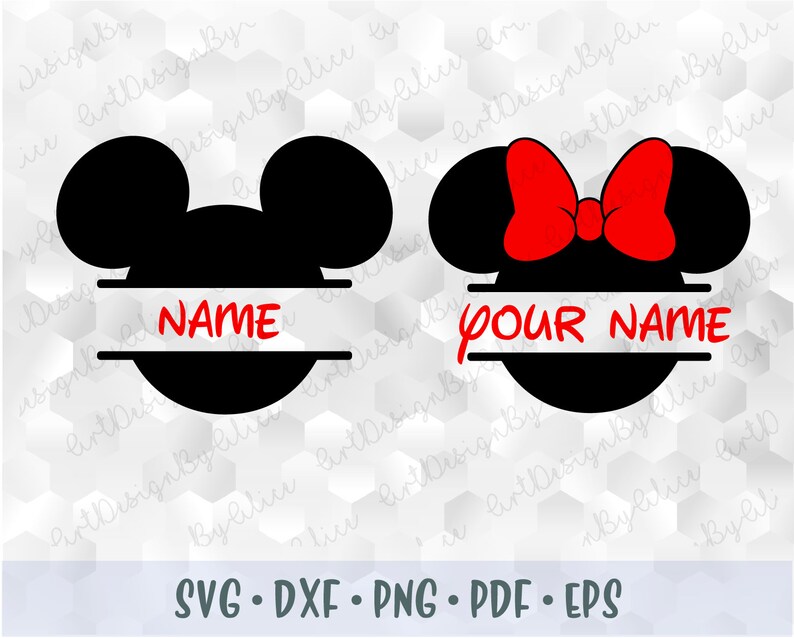 Download SVG PNG DXF Mickey Minnie Mouse Monogram Name Head Ears ...