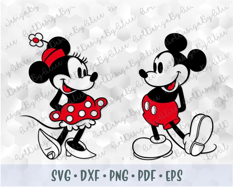 Download SVG PNG DXF Mickey Minnie Mouse Vintage Retro Old Style | Etsy