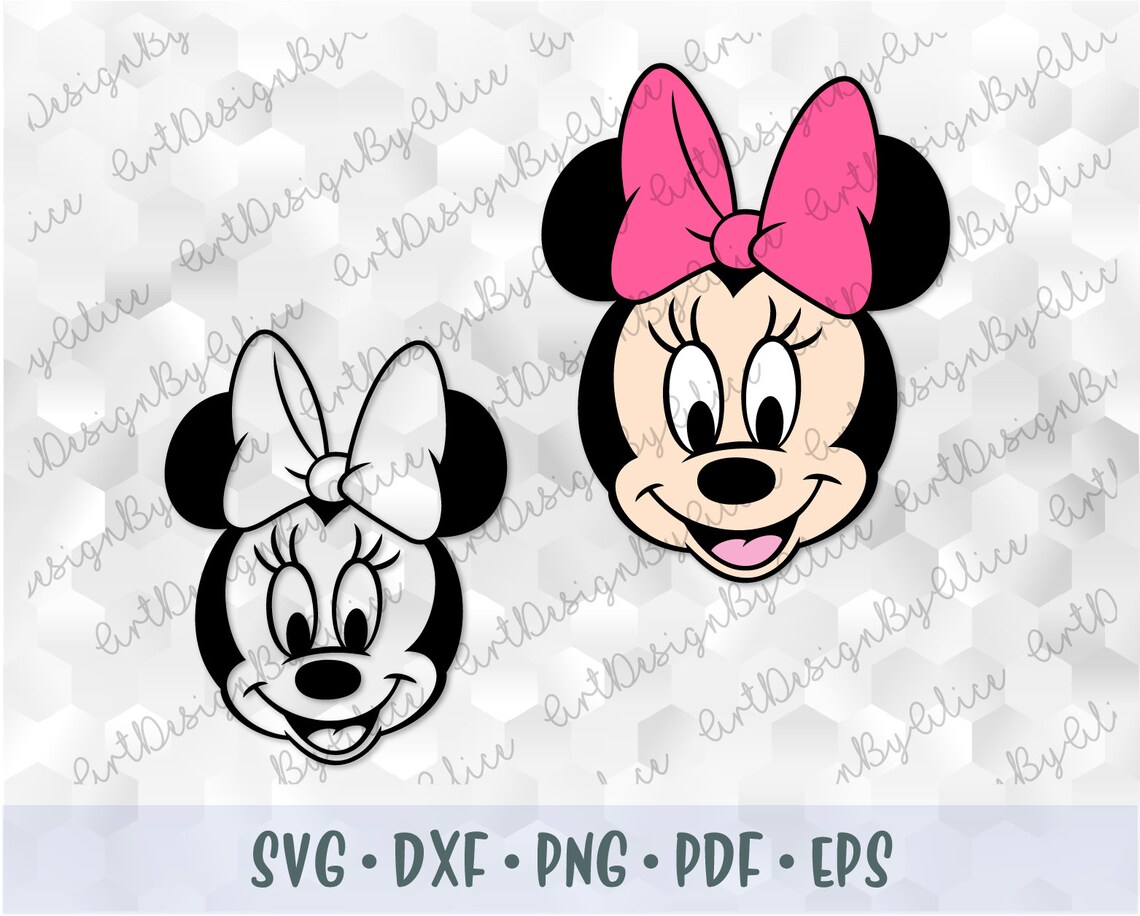 Download SVG PNG Minnie Mouse Baby Heads Pink Bow Layered Cut file ...