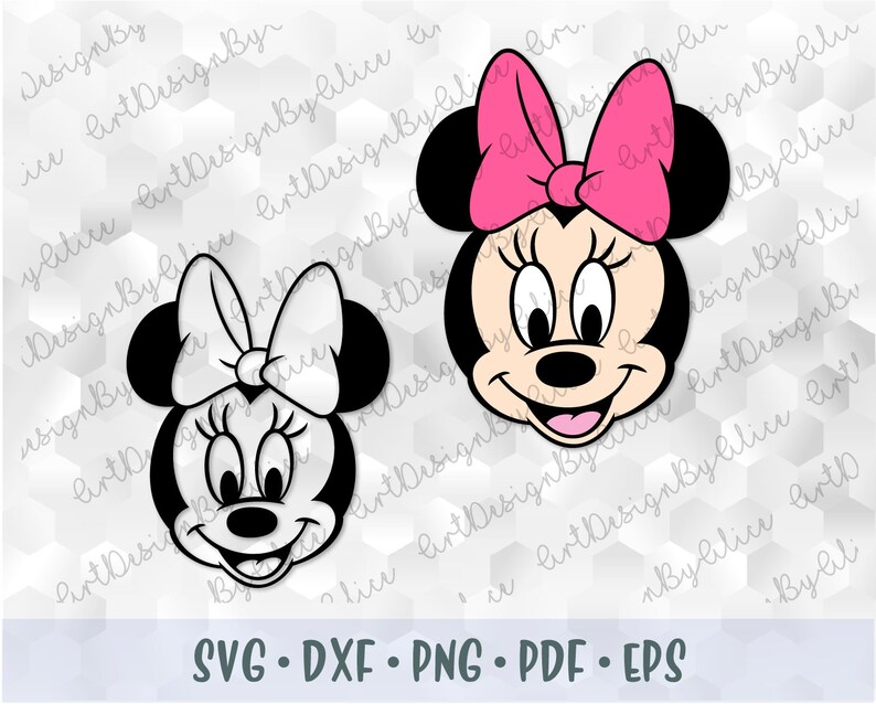 Download SVG PNG Minnie Mouse Baby Heads Pink Bow Layered Cut file ...