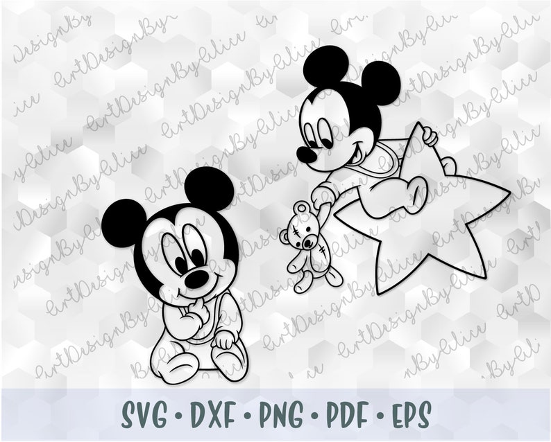 Download SVG PNG Mickey Mouse Baby Babies Outline Stroke Cut files ...