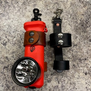 Inverted Custom Leather Firefighter Flashlight I Firefighter Flashlight Holder | Leather Helmet Flashlight Holder | Streamlight Holder