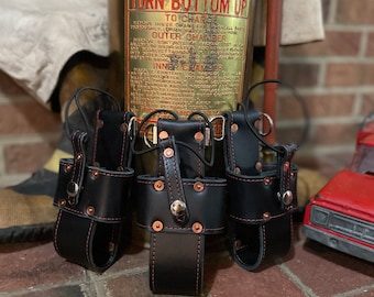 Firefighter Radio Bucket | Leather Radio Holder | Custom Radio Strap Bucket | Radio Holster