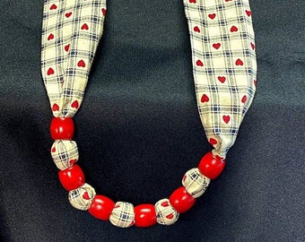 Beautiful Heart Necklace with Red Wooden Beads