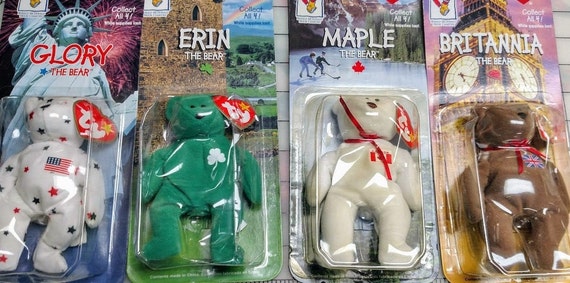 Mcdonald's TY Beanie Babies Erin, Britannia, Glory, and Mcdonald's TY Beanie Babies Erin, Britannia, Glory, and