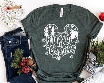 Mouse Ear Merry Christmas T-Shirt, Christmas Matching Shirt, Disney Family Christmas Shirt, Holiday Shirt, Merry Christmas shirt, Gift Shirt