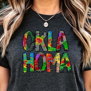 Oklahoma Storm Map Shirt, gebleichtes Shirt, Oklahoma Wetter, Oklahoma Storm Saison, Okie Sommersturm, Tornado Saison Shirt, Oklahoma Lover