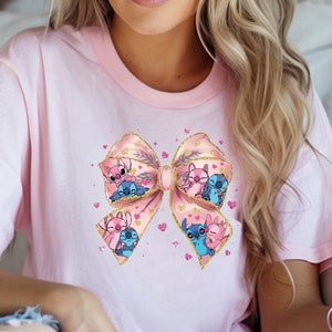 Valentine Coquette Bow Shirt, Cartoon Character Shirt, Pink Bow Shirt, Happy Valentine Shirt, Valentine Couple Shirt, Retro Valentine Shirt.