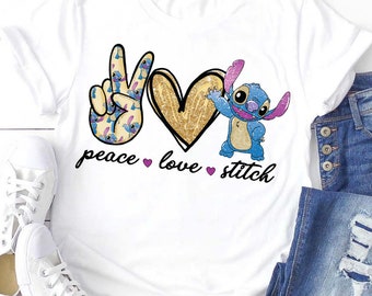 Peace Love Stitch Shirt, Stitch Shirt, Disney Shirt, Gift For Her, Lilo And Stitch Tee, Disneyworld, Cute Stitch Shirt, Kids and Adult shirt