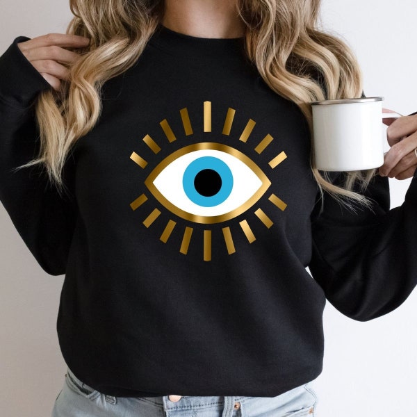 Evil Eye Sweatshirt, Turkish Evil Eye, Evil Eye Tee, Evil Eye Shirt, Santorini Sweatshirt, Mykonos, Witch Sweatshirt, Mystical Sweatshirt,