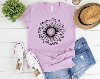Daisy Shirt, Wildflower Shirt, Boho Shirt, Floral T-shirt Gift, Birth Month Flower, Gift For Sister, Summer Shirt, Women Shirt, Flower Shirt