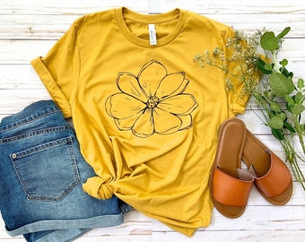 Daisy Shirt, Wildflower Shirt, Boho Shirt, Floral T-shirt Gift, Birth Month Flower, Gift For Sister, Summer Shirt, Women Shirt, Flower Shirt